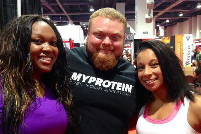 Brittany and her sister, with Strongman Benni Magnusson.