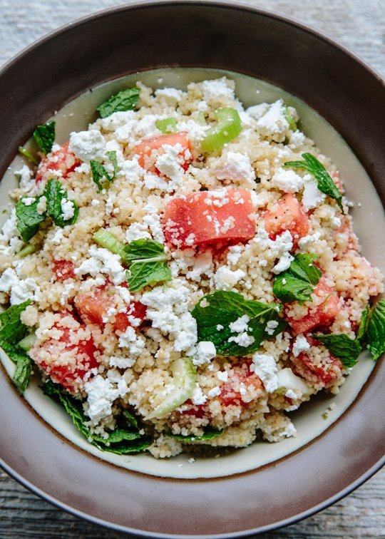 Minted Summer Couscous with Watermelon and Feta